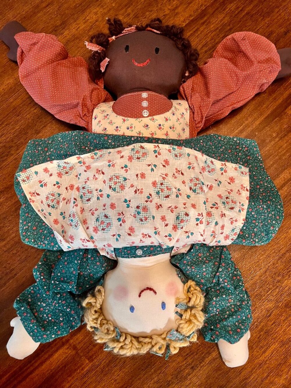 Vintage Topsy-Turvy Folk Art Rag Doll That Flips To Reveal A Second Doll